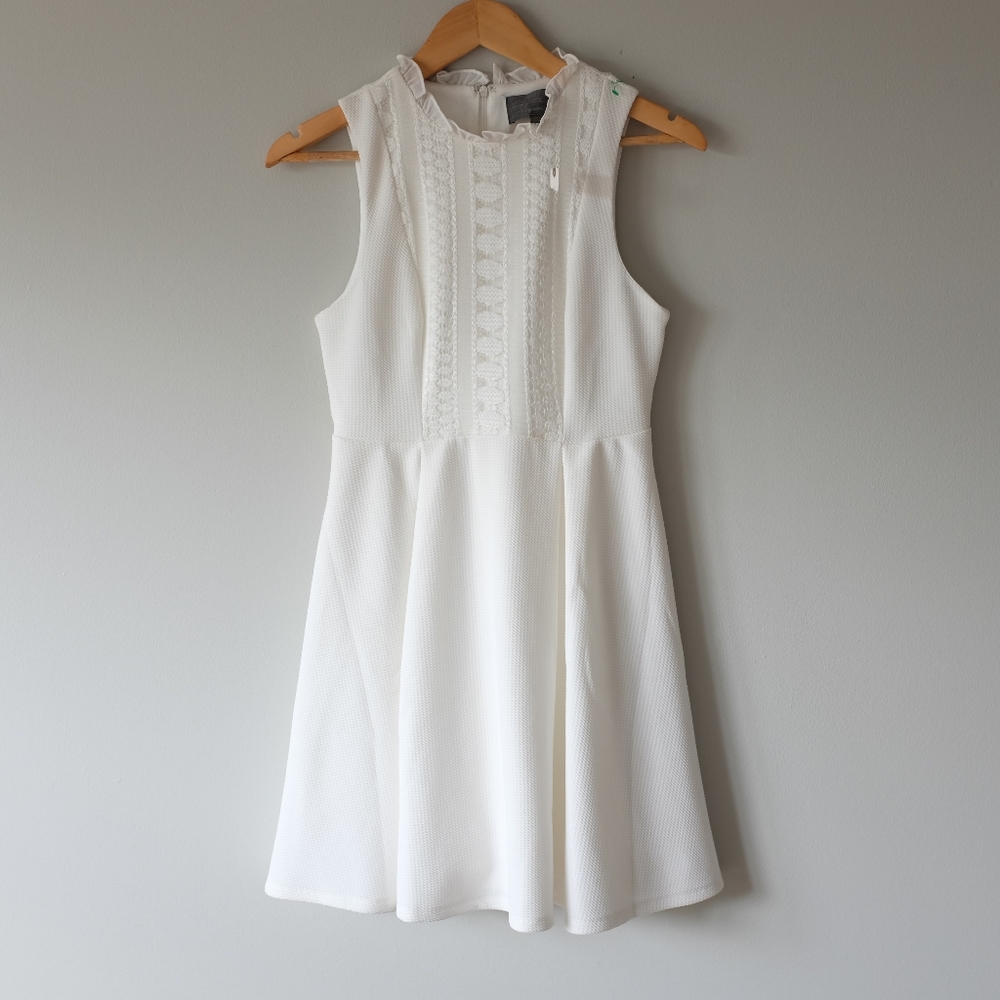Anthropologie White Lace Mini Dress